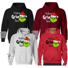 CHRISTMAS JUMPER RESTING GRINCH FACE FUNNY UNISEX MEN WOMENS KIDS COTTON HOODIES