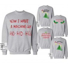 CHRISTMAS JUMPER NOW I HAVE A MACHINE GUN HOHO PRESENT DIE UNISEX GRY SWEATSHIRT