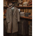 Herringbone Wool Blend Coat Men Long Overcoat Double Breasted Winter Business