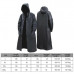 Waterproof Long Black Men Raincoat Rain Coat Trench Jacket Hooded Outdoor Hiking