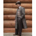 Herringbone Wool Blend Coat Men Long Overcoat Double Breasted Winter Business