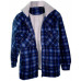 Mens Lumberjack Sherpa Fur Fleece Lined Hoodie Jacket Hooded Work Shirt