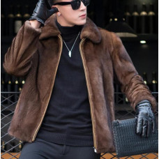 Mens Mink Fur Coat Warm Chic Stylish Jacket Overcoat Label