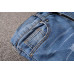 Mens Retro Ripped Slim Pleated Denim Jeans Classic Motorcycle Style Blue Stretch