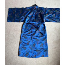 Silk Kimono Robe Authentic Vintag Blue. Korean.Stunning Embroidery.Women Medium