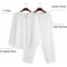 White Men's Cotton Linen Long Sleeve Henley Shirt and Beach Pant 2 Piece Set