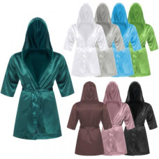 Mens Long Bathrobe Set Sleepwear Open Front Hooded Luxurious Nightwear Outfits