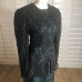 Vintage 80s Teal 2 Piece Skirt Suit Set Womens M Lace Overlay Peplum Holiday