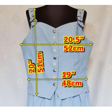 VINTAGE OKTOBERFEST DIRNDL TYROL SOLID BLUE WOMENS SUIT SKIRT TOP:US18/EU 46