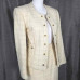 Vintage Ivory Cream Tweed Suit Set With Jacket Blazer & Pencil Skirt Size 6