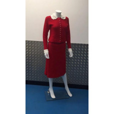 Vintage Red crochet 2 piece blazer Skirt suit 8 10 U.K. Handmade Unique